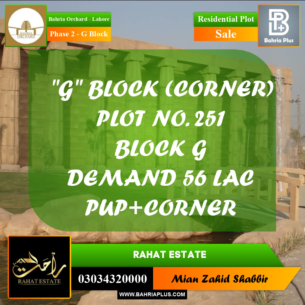 5 Marla Residential Plot for Sale in Phase 2 - G Block -  Bahria Orchard, Lahore - (BP-350246)