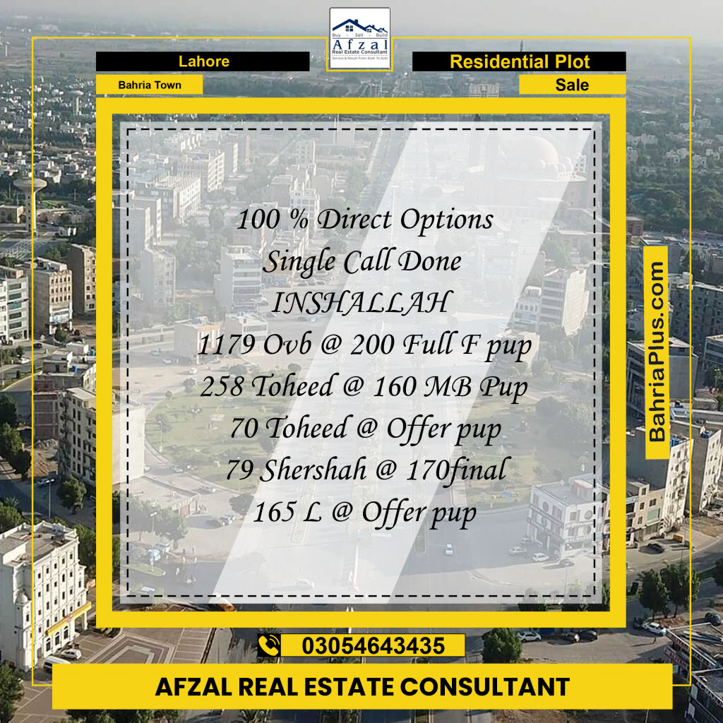 Residential Plot for Sale in Bahria Town, Lahore - (BP-350263)