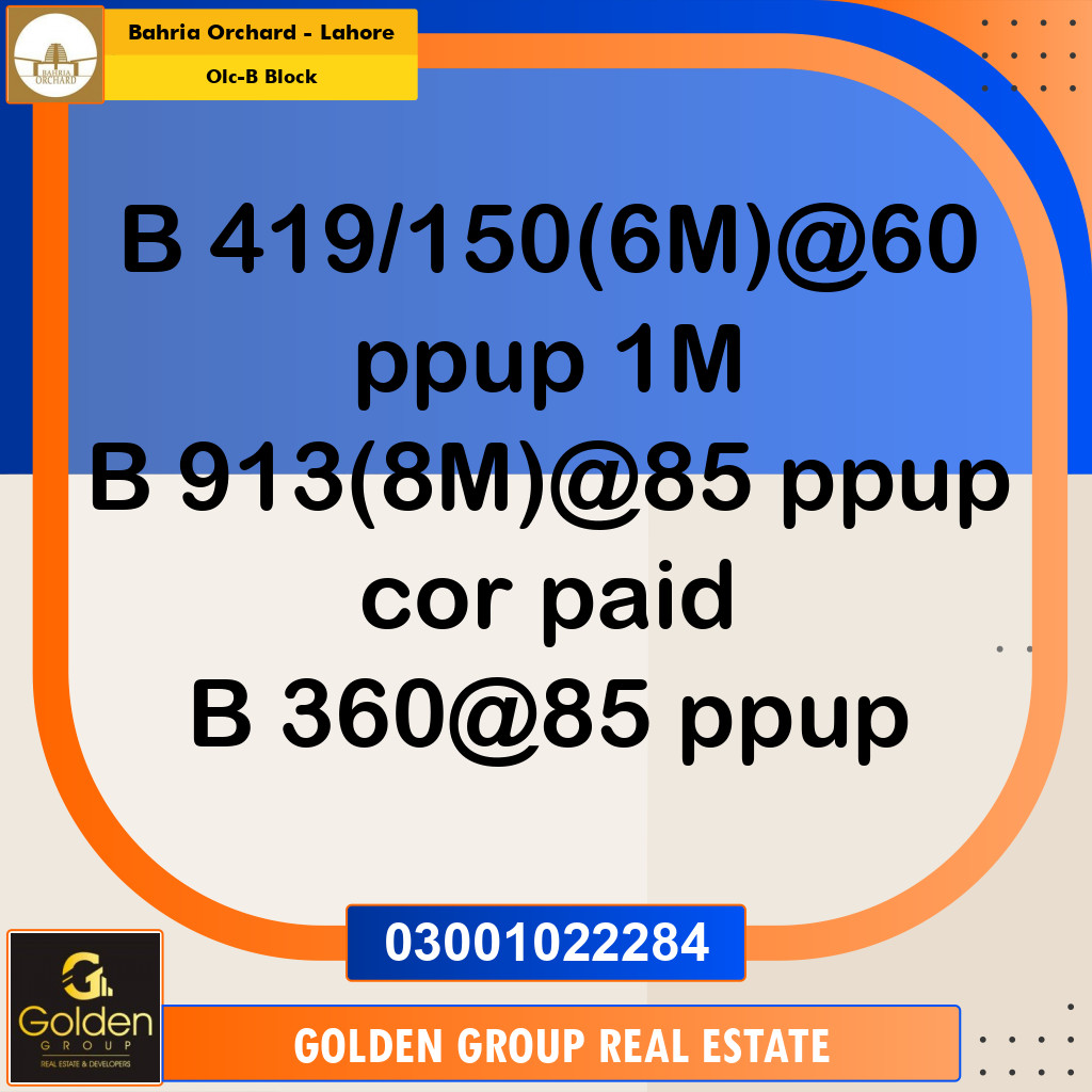 8 Marla Residential Plot for Sale in OLC-B Block -  Bahria Orchard, Lahore - (BP-350298)