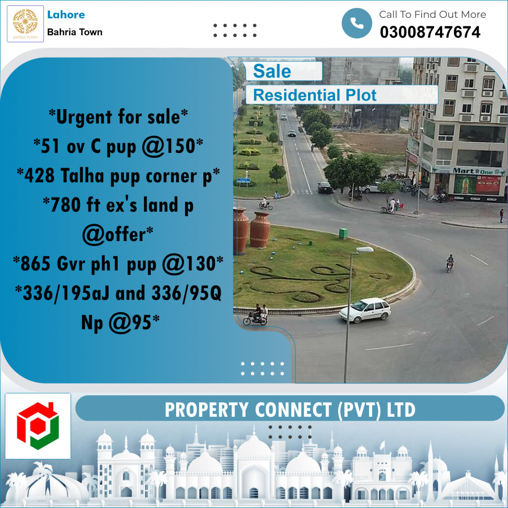 Residential Plot for Sale in Bahria Town, Lahore - (BP-350301)
