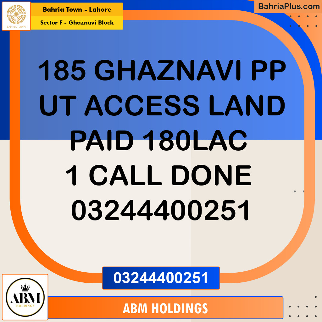 10 Marla Residential Plot for Sale in Sector F - Ghaznavi Block -  Bahria Town, Lahore - (BP-350321)