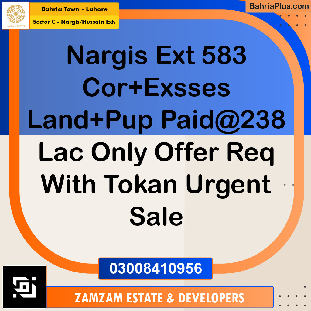 24 Marla Residential Plot for Sale in Sector C - Nargis/Hussain Ext. -  Bahria Town, Lahore - (BP-350335)