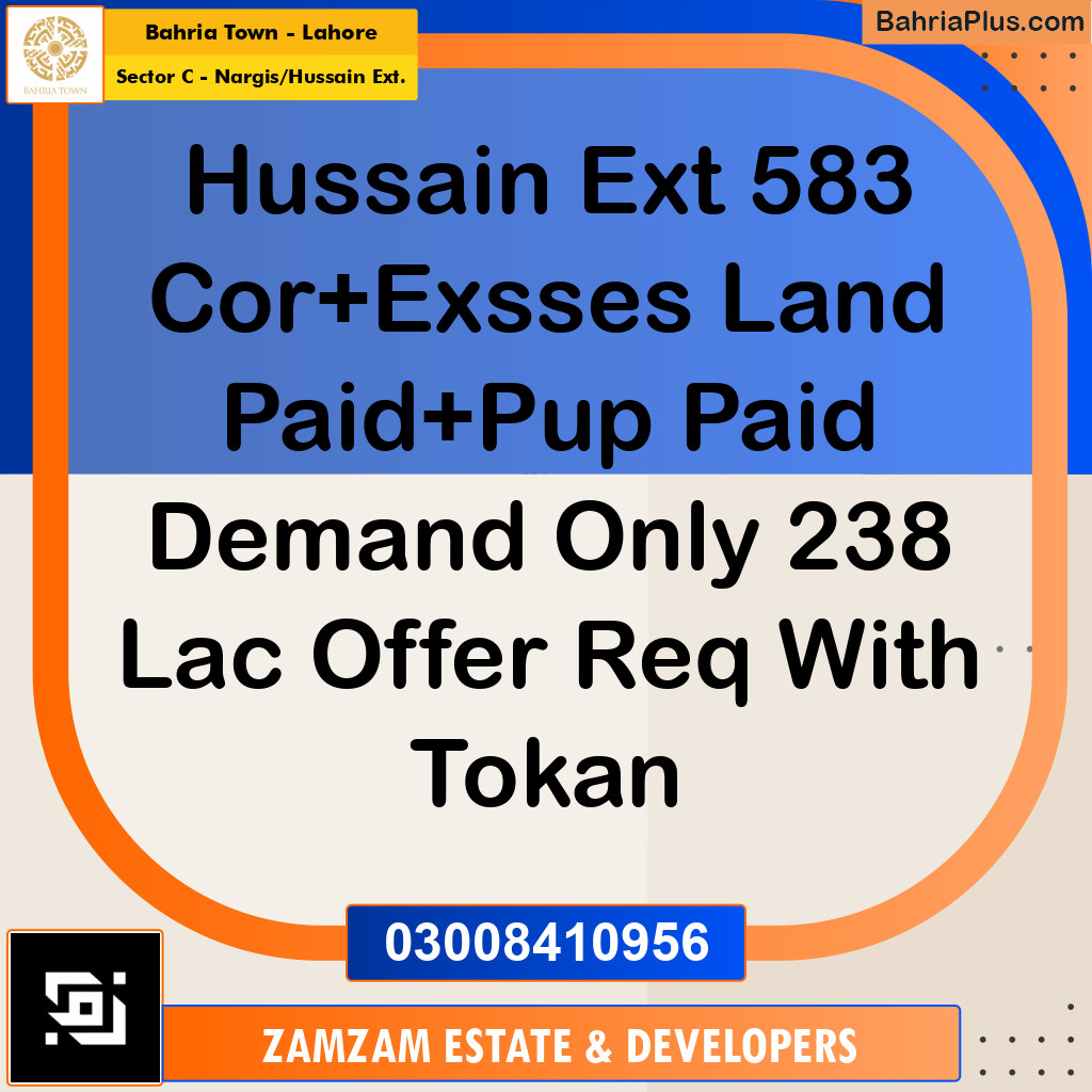 24 Marla Residential Plot for Sale in Sector C - Nargis/Hussain Ext. -  Bahria Town, Lahore - (BP-350338)