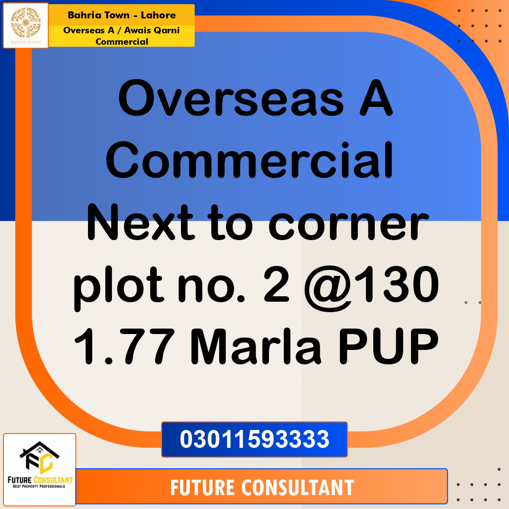 2 Marla Residential Plot for Sale in Overseas A / Awais Qarni Commercial -  Bahria Town, Lahore - (BP-350357)