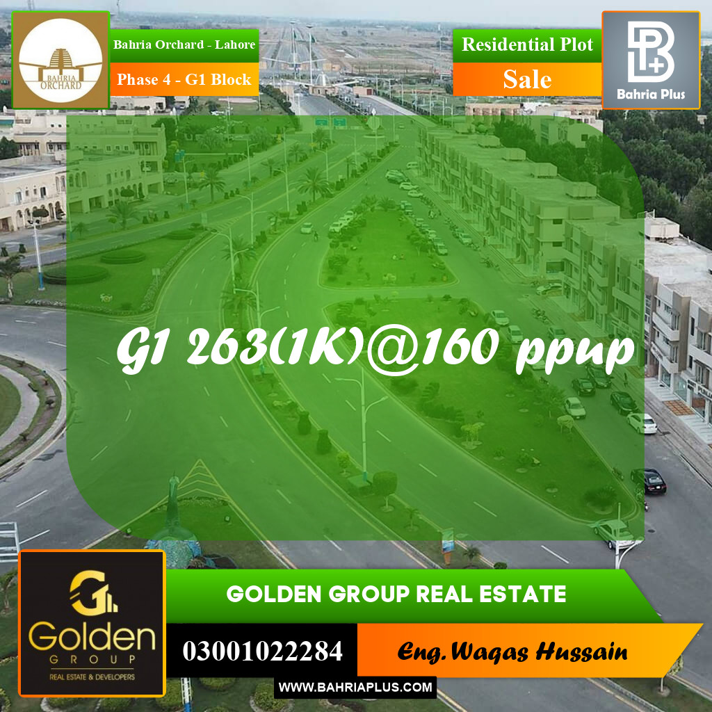 1 Kanal Residential Plot for Sale in Phase 4 - G1 Block -  Bahria Orchard, Lahore - (BP-350378)