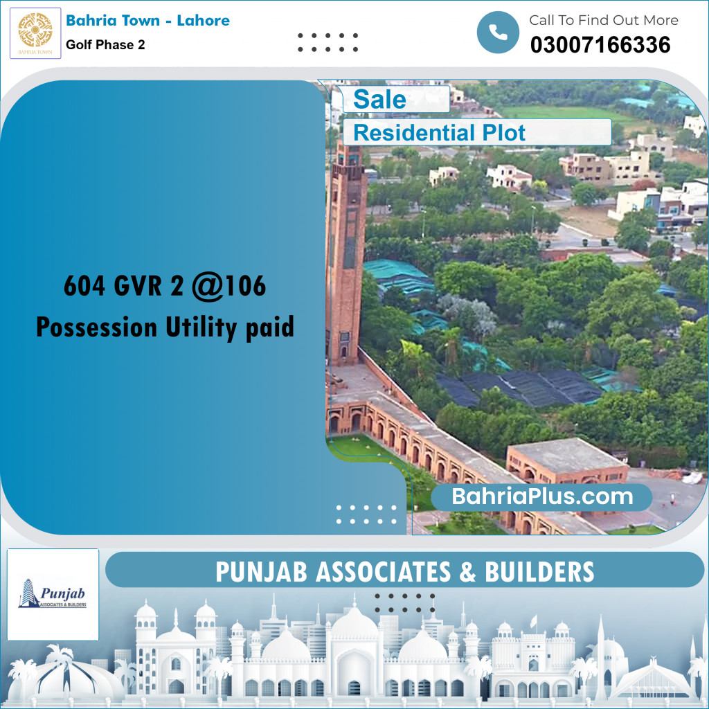 Residential Plot for Sale in Golf Phase 2 -  Bahria Town, Lahore - (BP-350380)