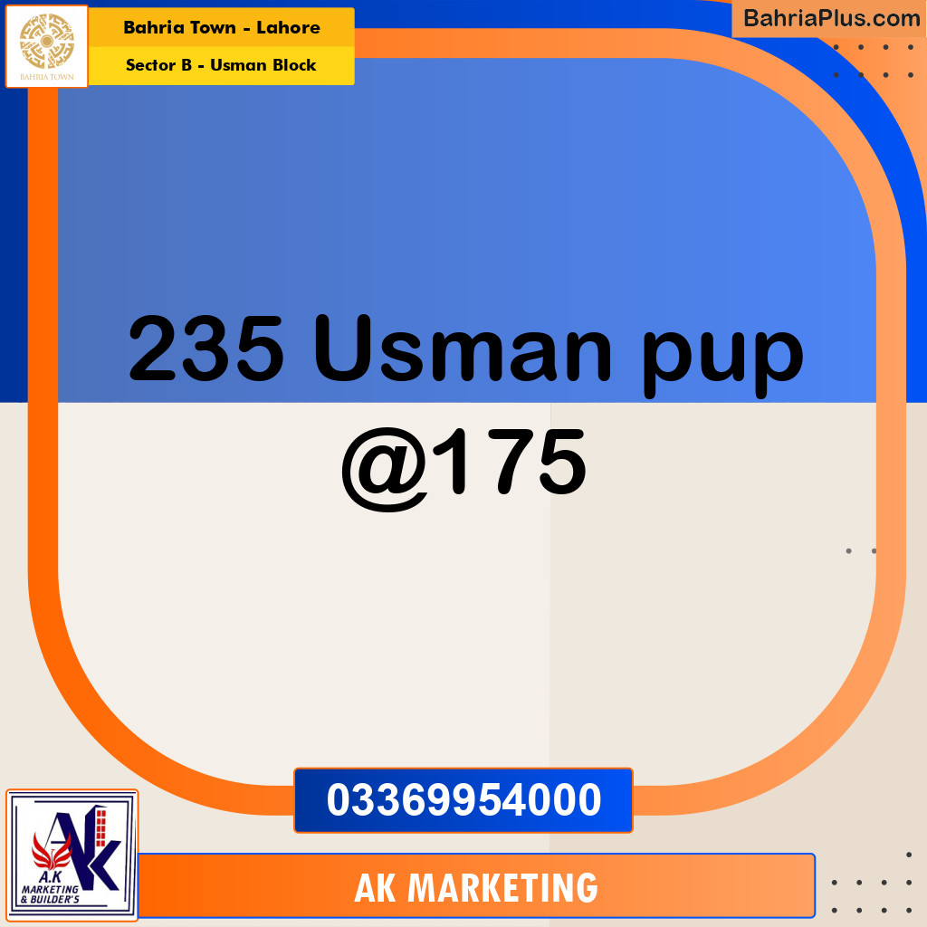 8 Marla Residential Plot for Sale in Sector B - Usman Block -  Bahria Town, Lahore - (BP-350418)