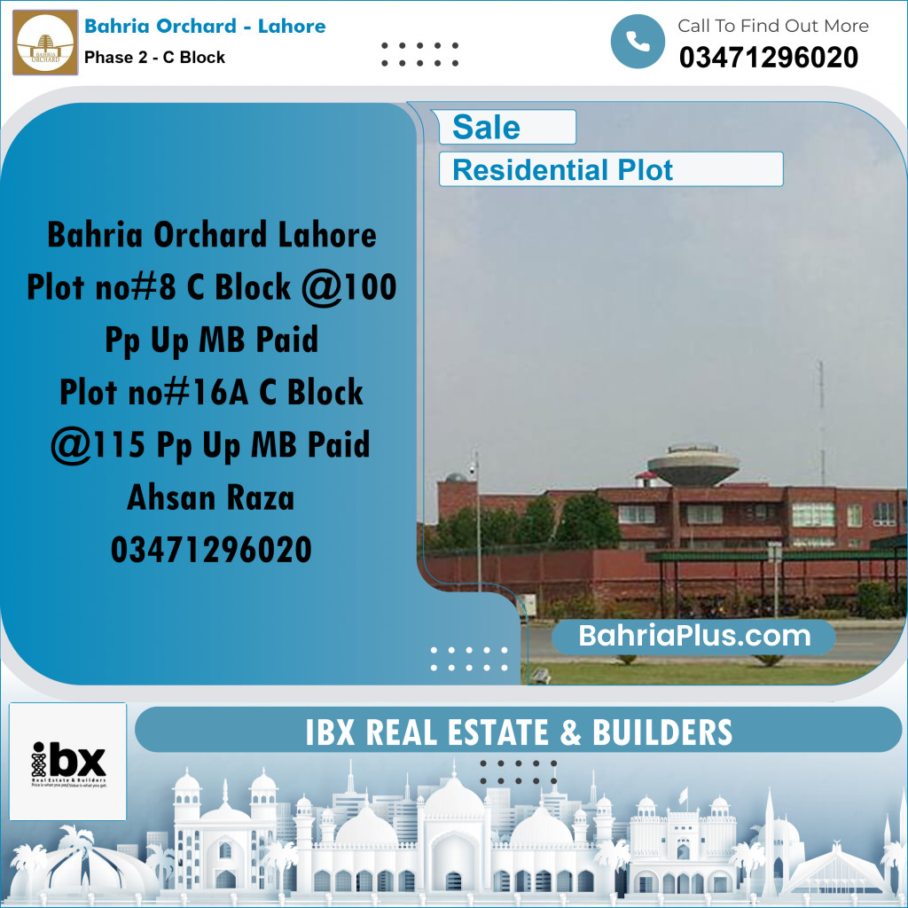 8 Marla Residential Plot for Sale in Phase 2 - C Block -  Bahria Orchard, Lahore - (BP-350443)