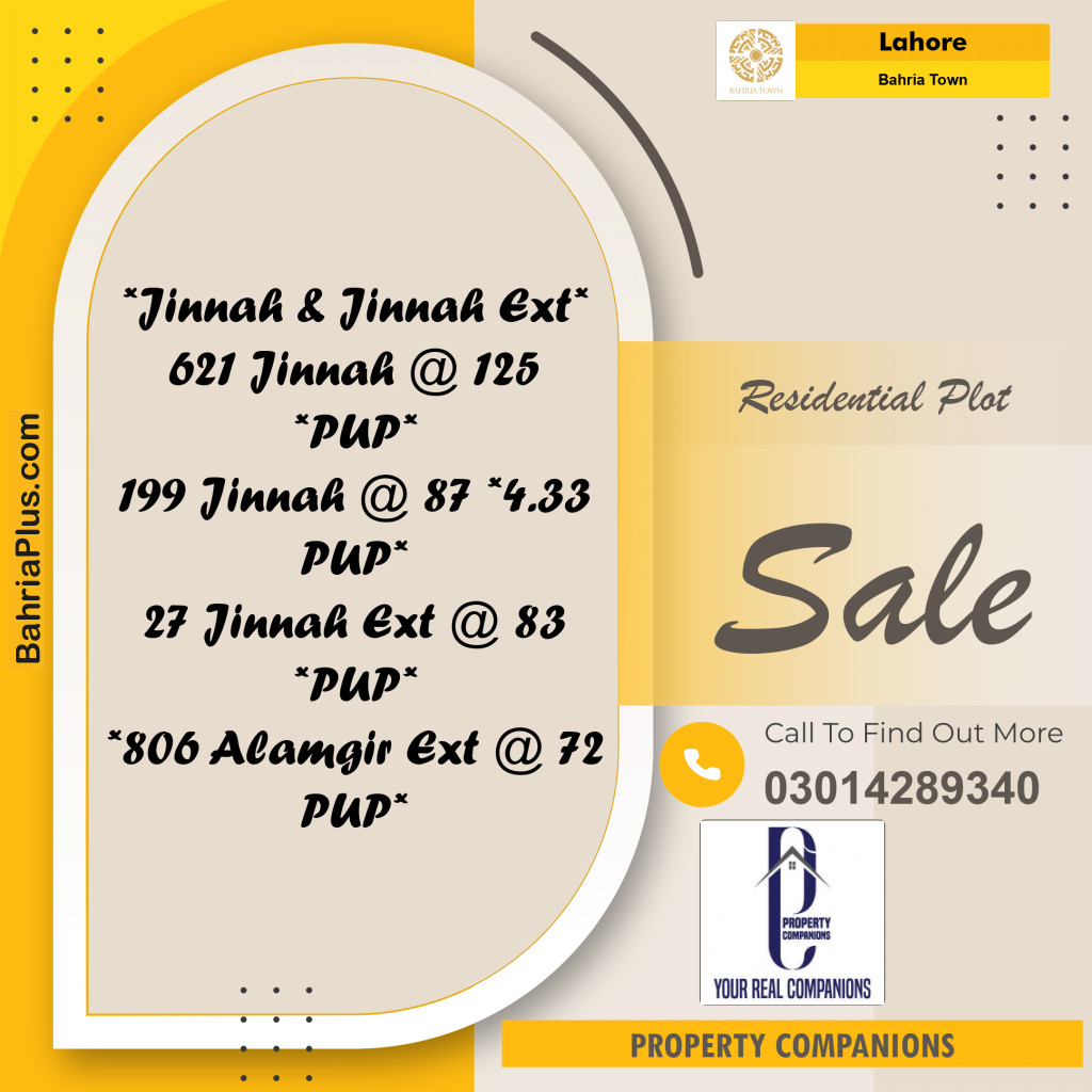 Residential Plot for Sale in Bahria Town, Lahore - (BP-350491)