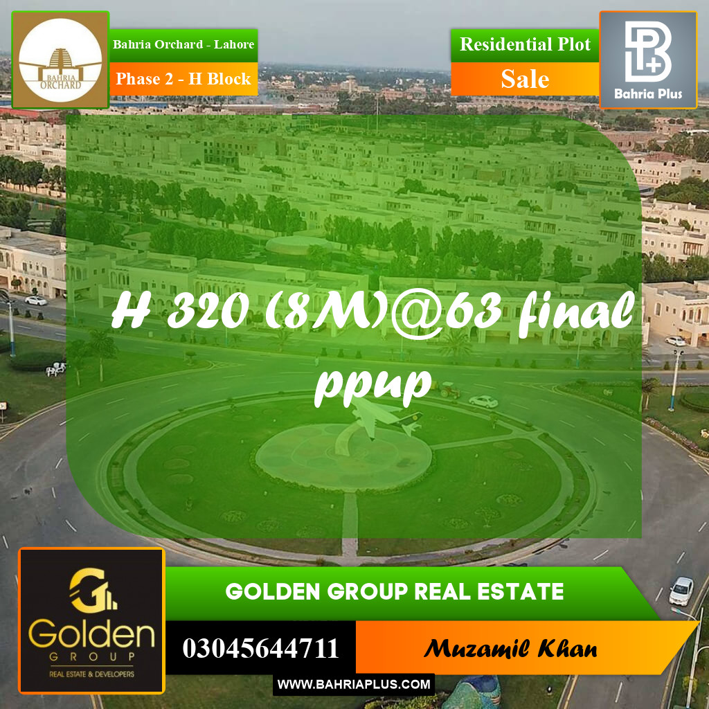 8 Marla Residential Plot for Sale in Phase 2 - H Block -  Bahria Orchard, Lahore - (BP-350502)