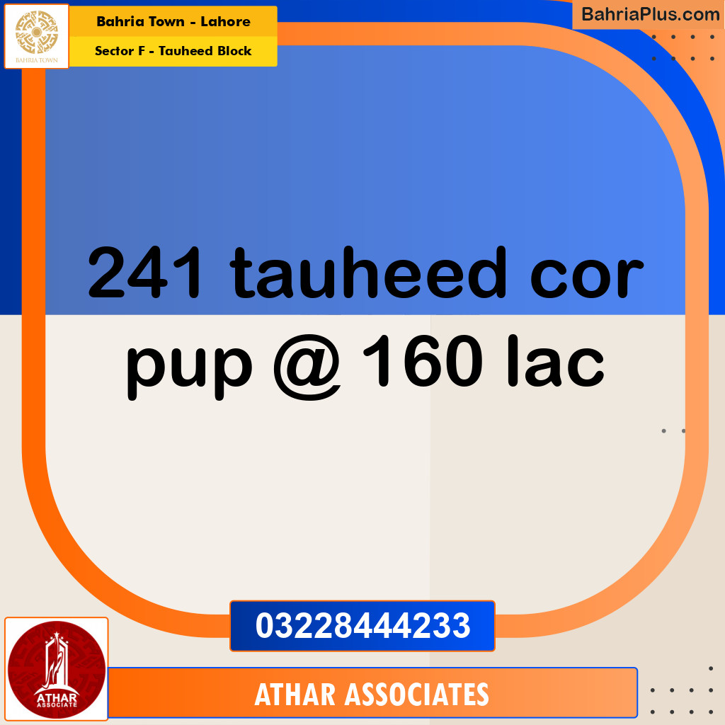 10 Marla Residential Plot for Sale in Sector F - Tauheed Block -  Bahria Town, Lahore - (BP-350558)