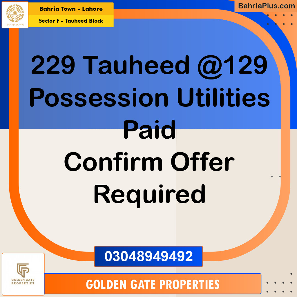 10 Marla Residential Plot for Sale in Sector F - Tauheed Block -  Bahria Town, Lahore - (BP-350573)