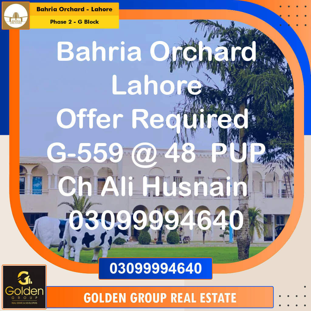 5 Marla Residential Plot for Sale in Phase 2 - G Block -  Bahria Orchard, Lahore - (BP-350583)