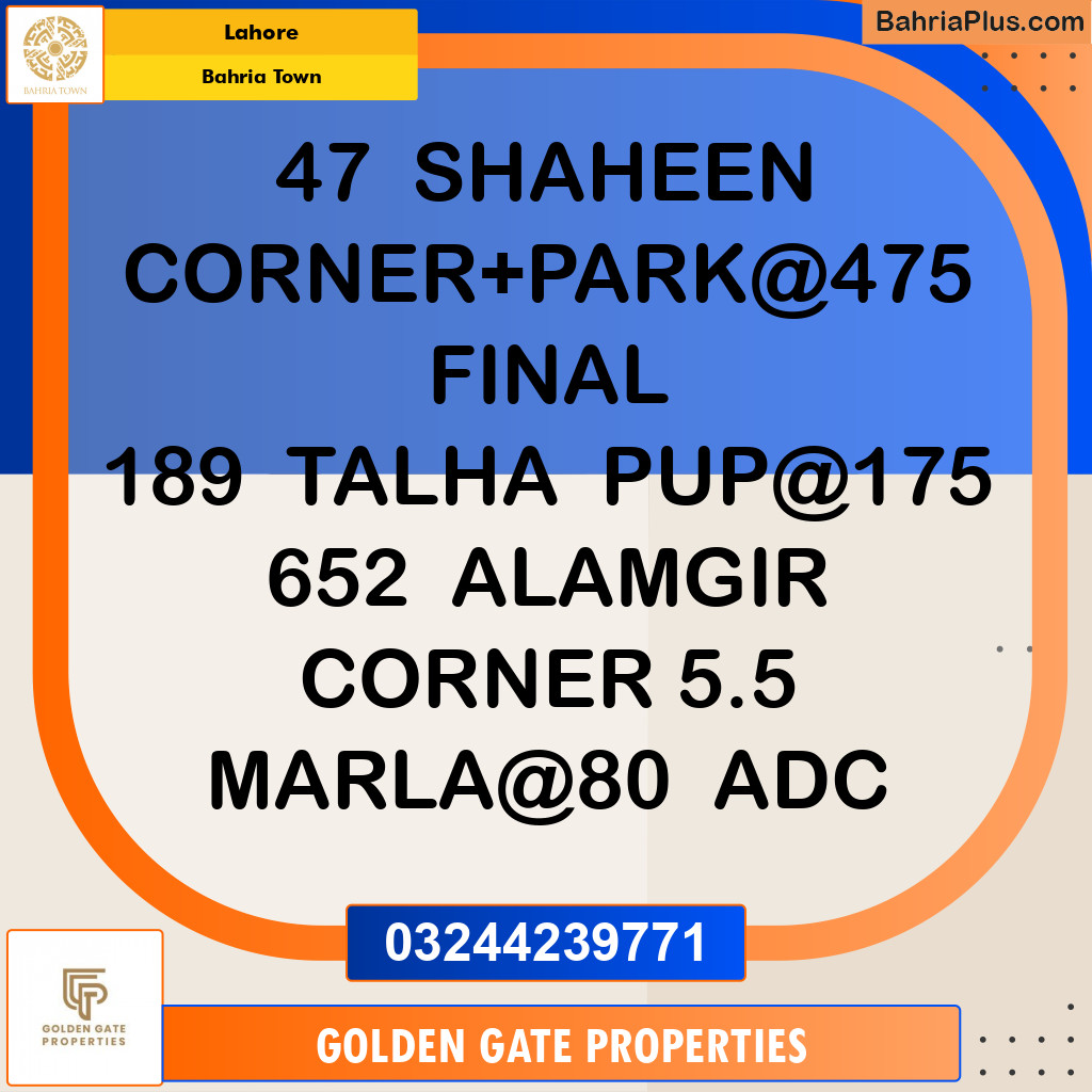 Residential Plot for Sale in Bahria Town, Lahore - (BP-350622)