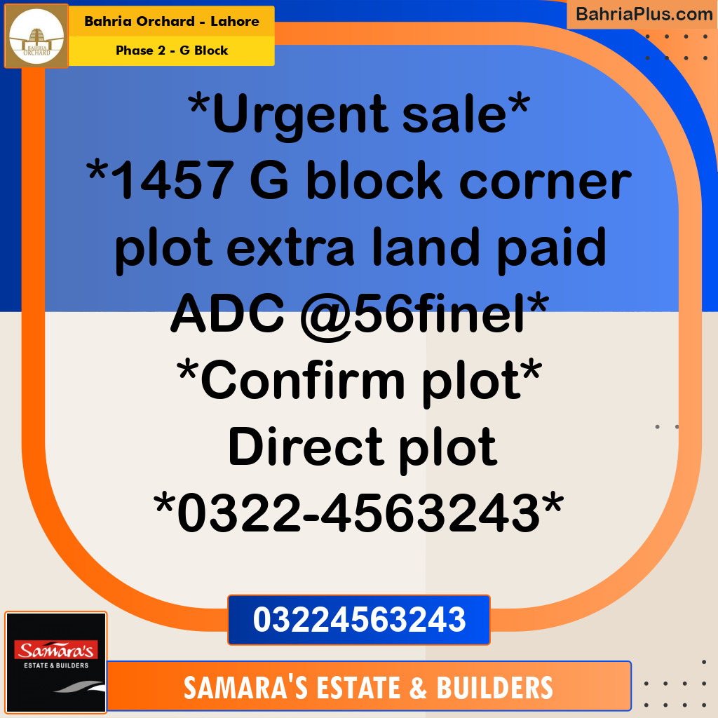 5 Marla Residential Plot for Sale in Phase 2 - G Block -  Bahria Orchard, Lahore - (BP-350664)