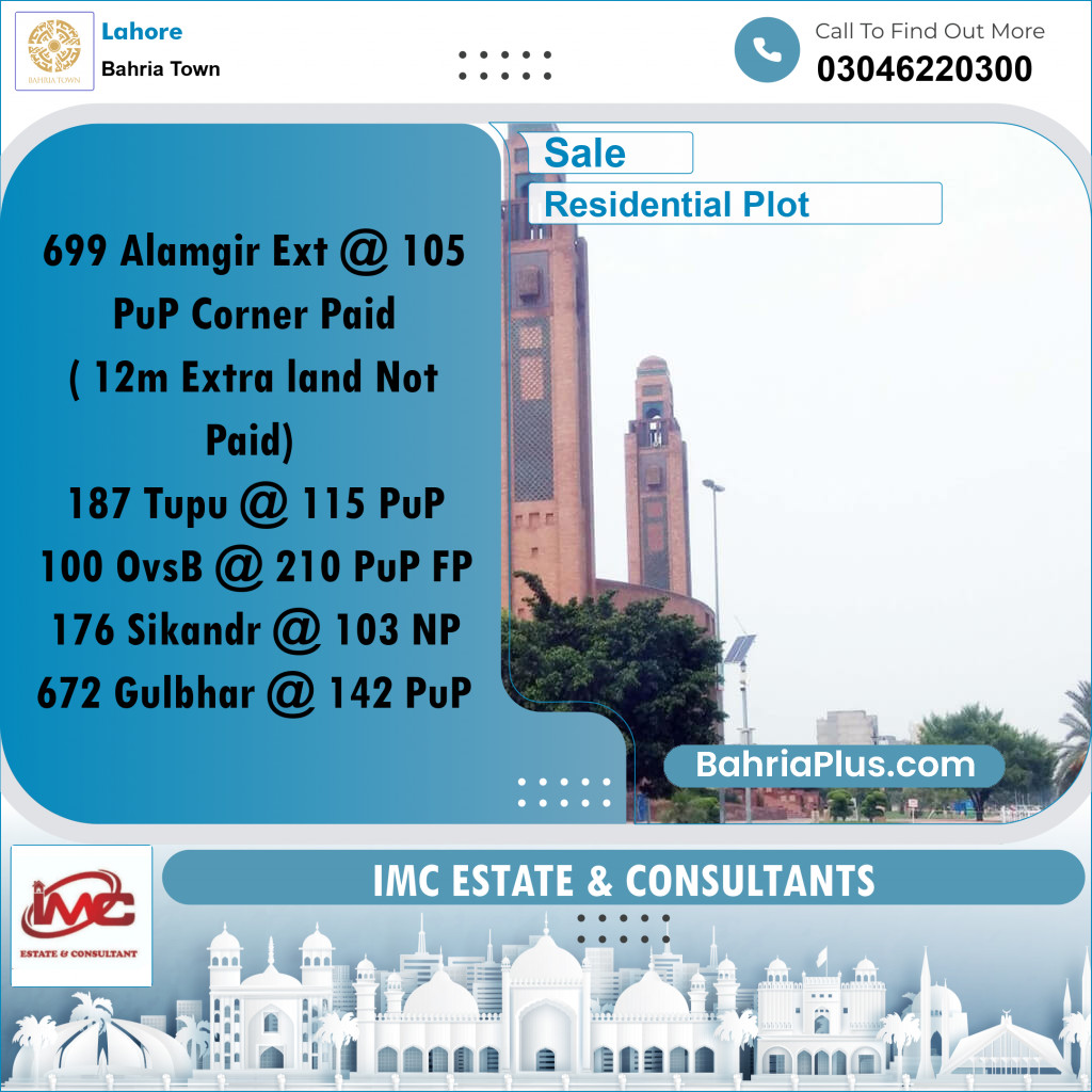 Residential Plot for Sale in Bahria Town, Lahore - (BP-350672)