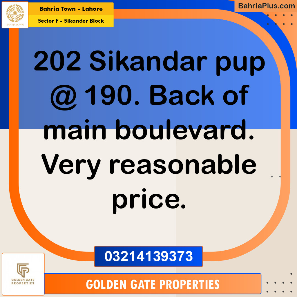 1 Kanal Residential Plot for Sale in Sector F - Sikander Block -  Bahria Town, Lahore - (BP-350691)