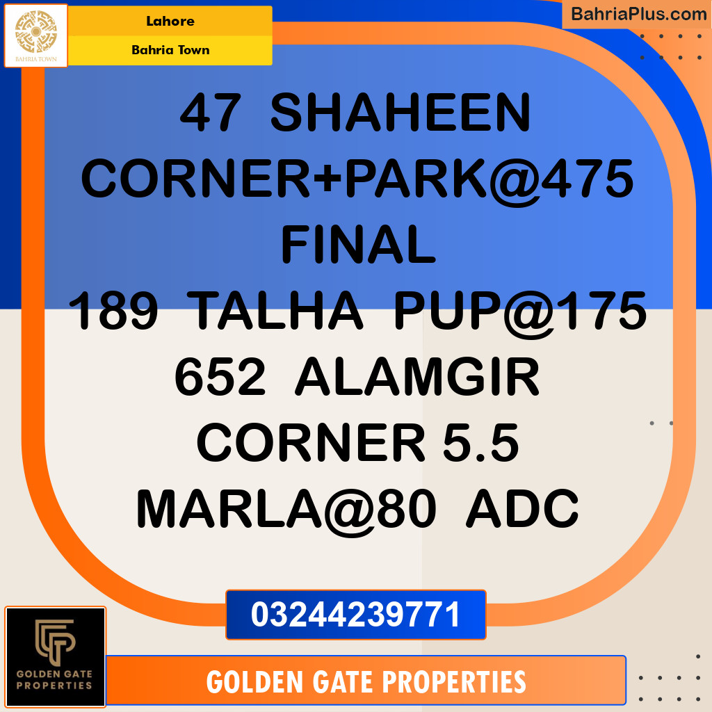 Residential Plot for Sale in Bahria Town, Lahore - (BP-350814)