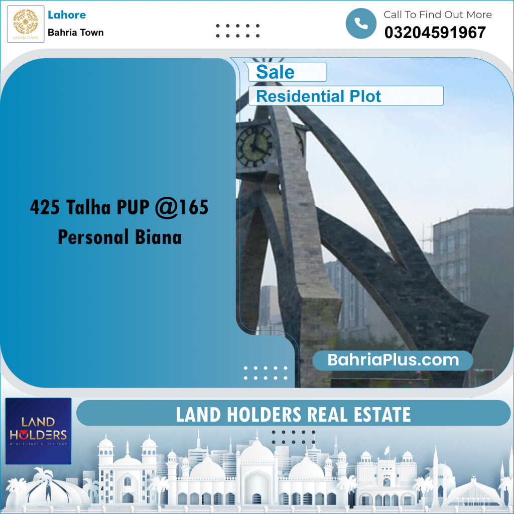 Residential Plot for Sale in Bahria Town, Lahore - (BP-350932)