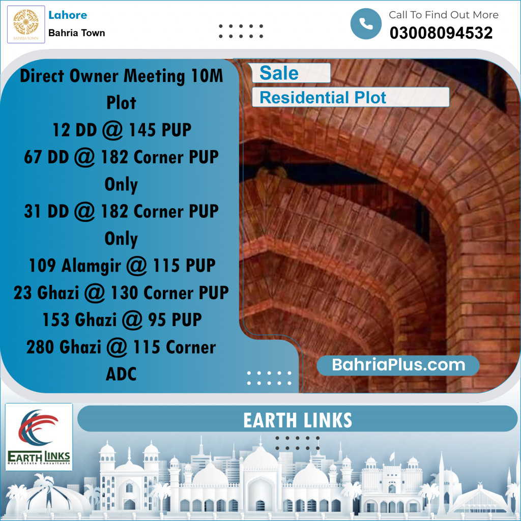 10 Marla Residential Plot for Sale in Bahria Town, Lahore - (BP-350964)