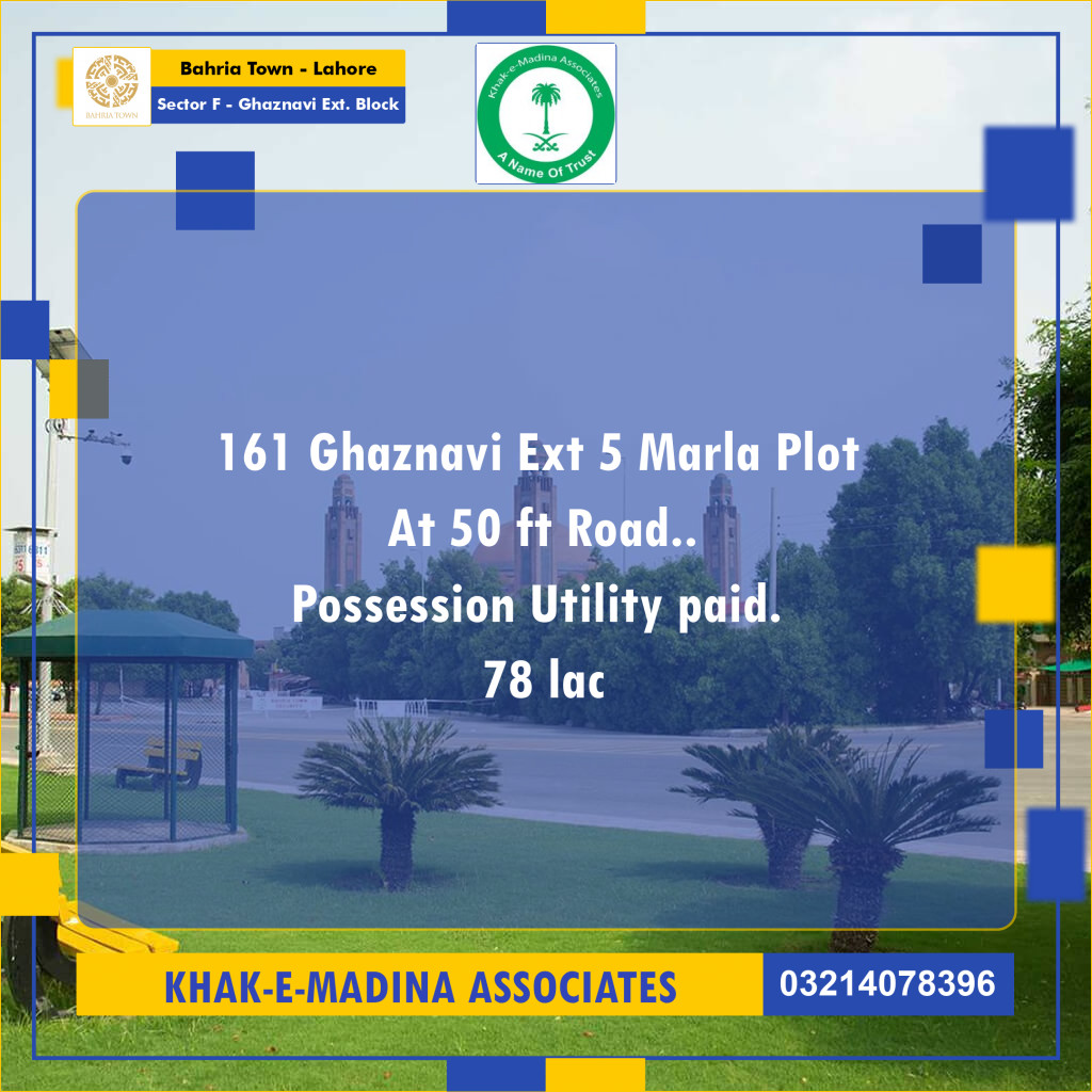 5.5 Marla Residential Plot for Sale in Sector F - Ghaznavi Ext. Block -  Bahria Town, Lahore - (BP-350982)
