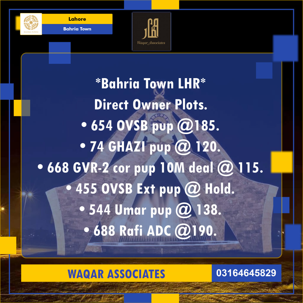 Residential Plot for Sale in Bahria Town, Lahore - (BP-350992)