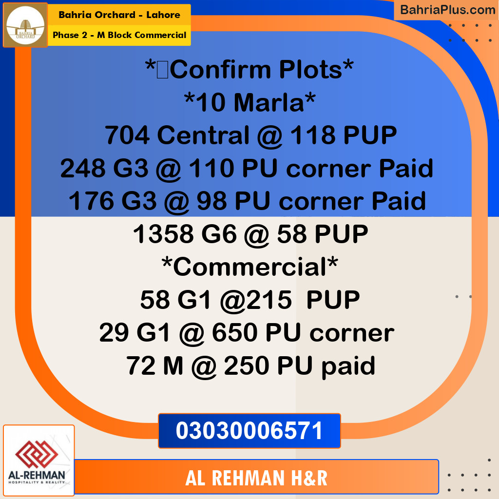 5 Marla Residential Plot for Sale in Phase 2 - M Block Commercial -  Bahria Orchard, Lahore - (BP-351016)