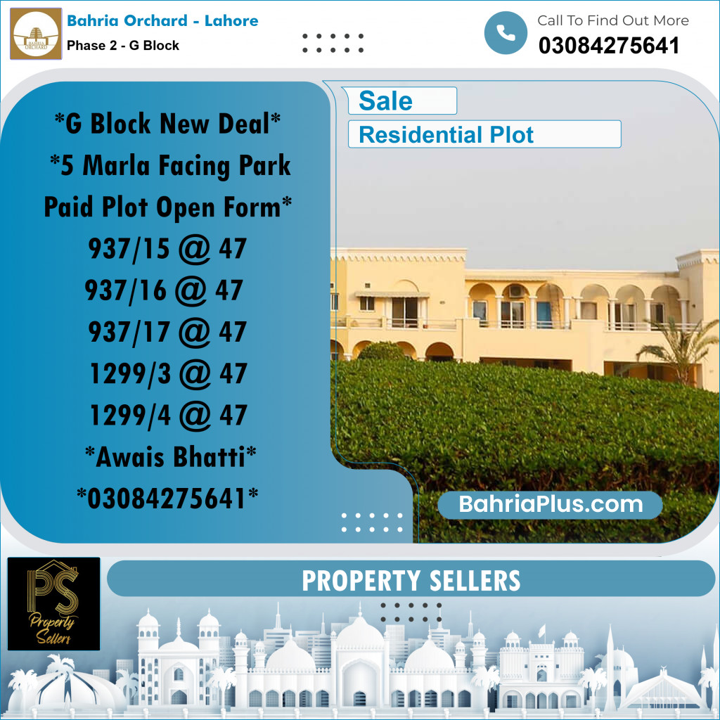 5 Marla Residential Plot for Sale in Phase 2 - G Block -  Bahria Orchard, Lahore - (BP-351037)