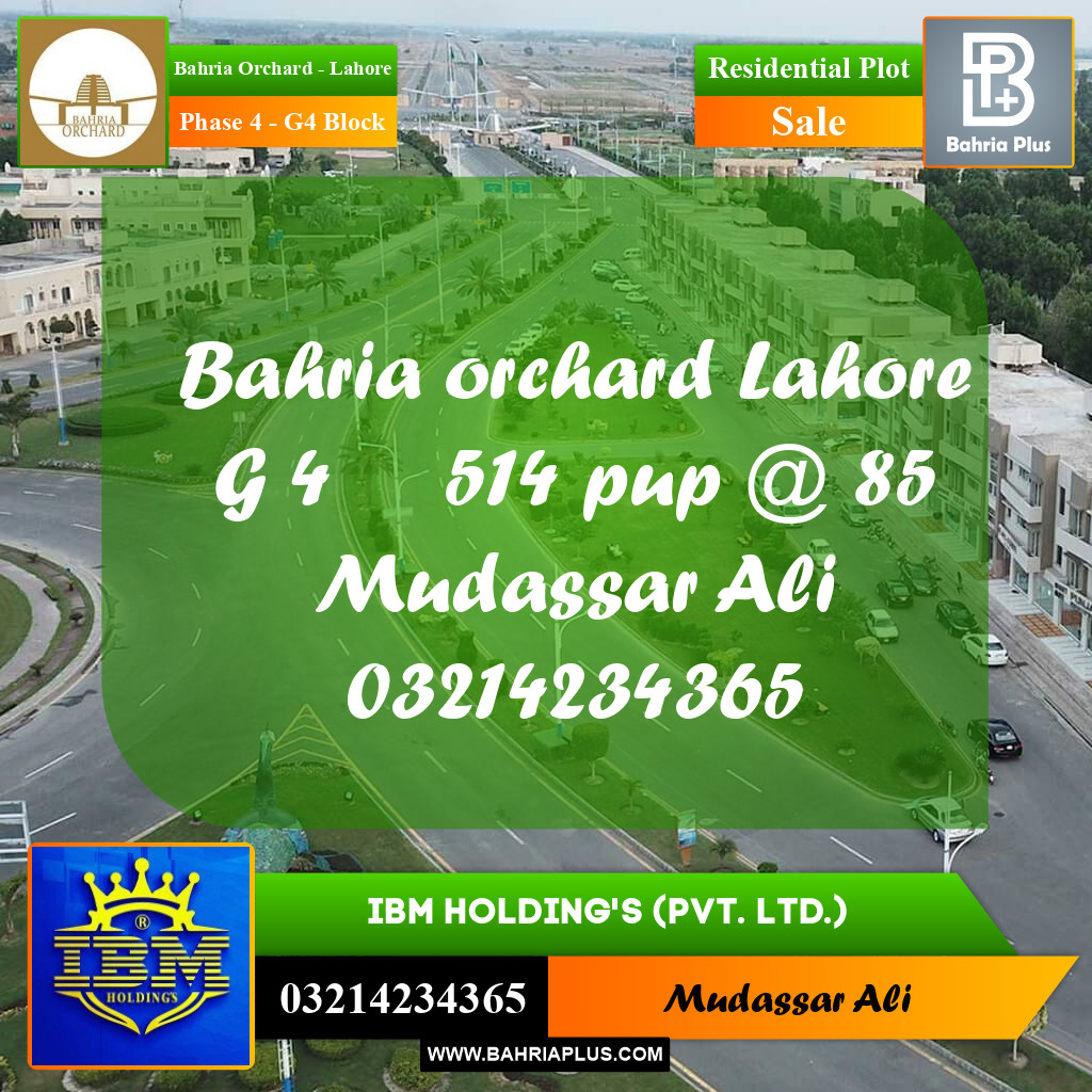 10 Marla Residential Plot for Sale in Phase 4 - G4 Block -  Bahria Orchard, Lahore - (BP-351062)