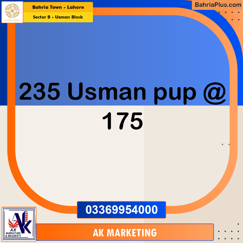 8 Marla Residential Plot for Sale in Sector B - Usman Block -  Bahria Town, Lahore - (BP-351081)