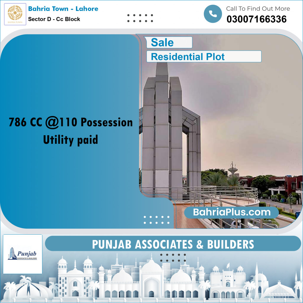 Residential Plot for Sale in Sector D - CC Block -  Bahria Town, Lahore - (BP-351101)