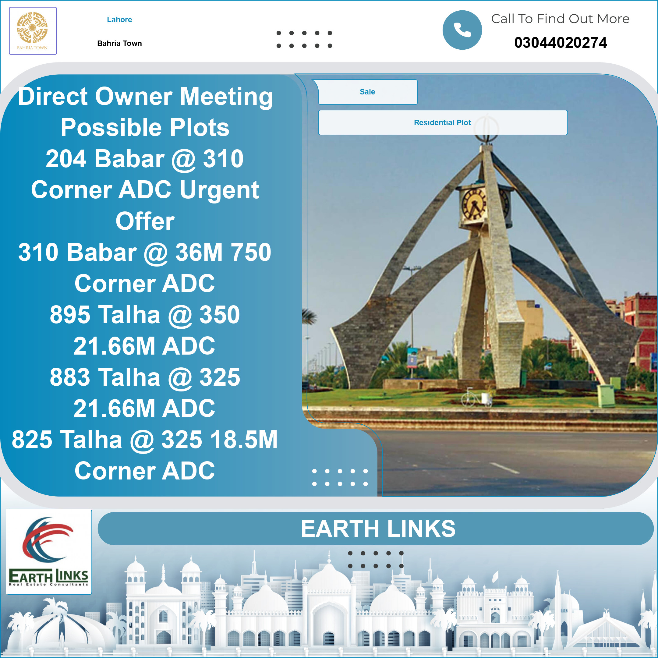 1 Kanal Residential Plot for Sale in Bahria Town, Lahore - (BP-351102)