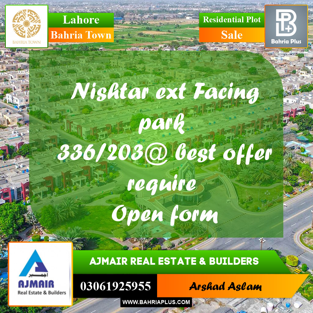 Residential Plot for Sale in Bahria Town, Lahore - (BP-351104)