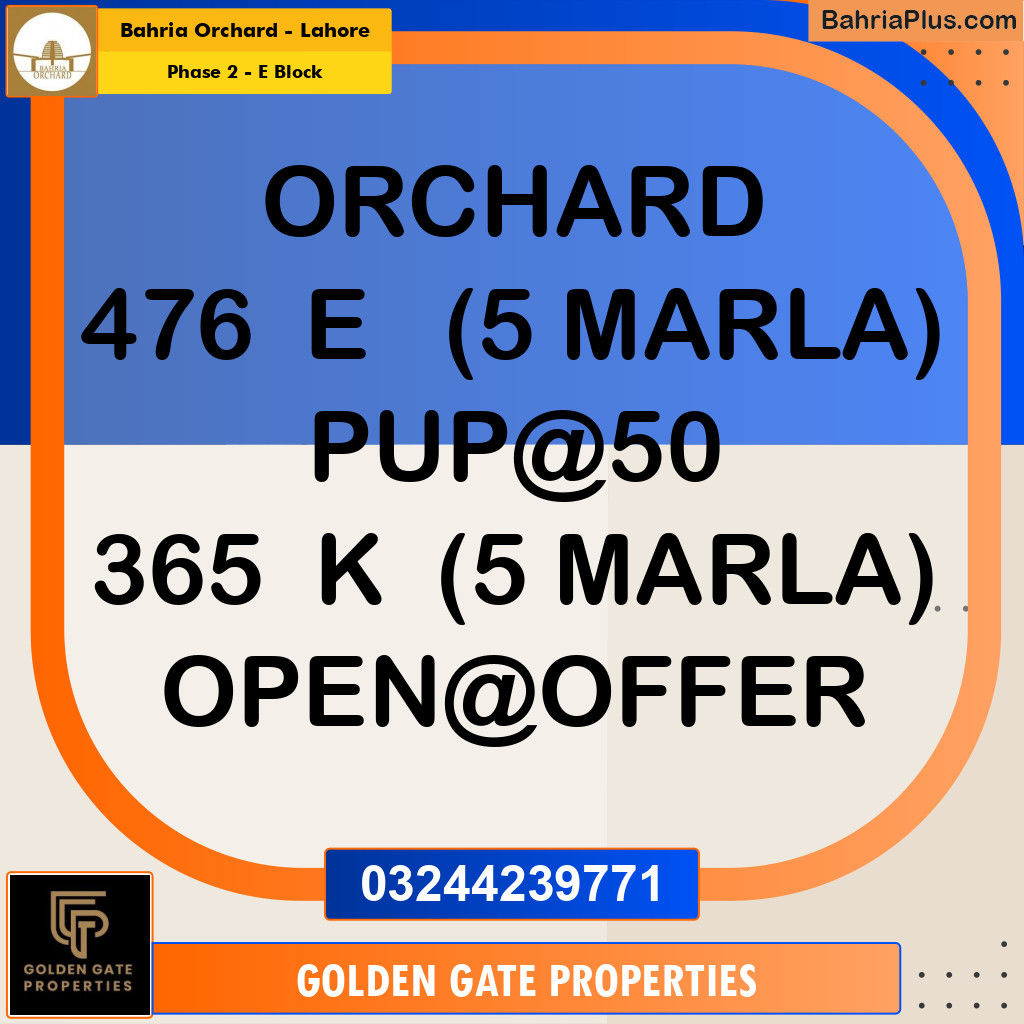 Residential Plot for Sale in Phase 2 - E Block -  Bahria Orchard, Lahore - (BP-351111)