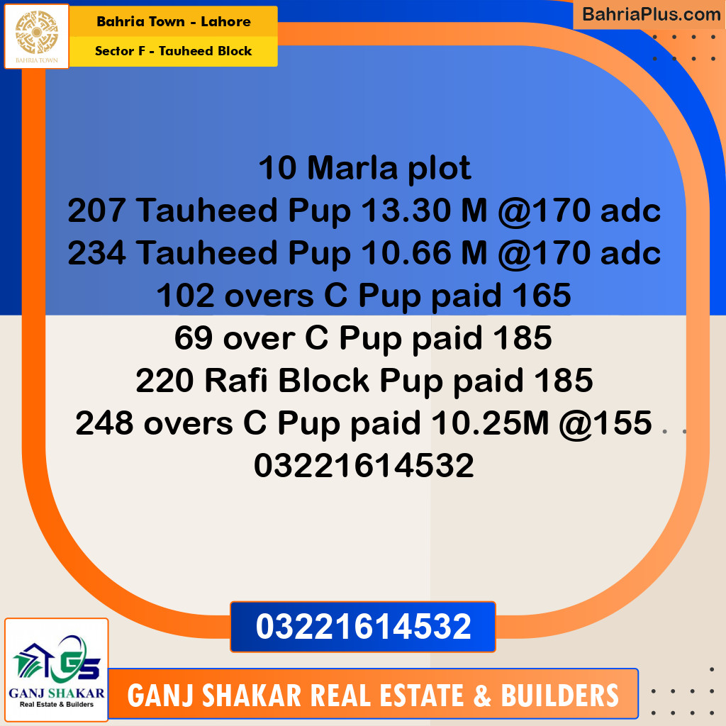 13 Marla Residential Plot for Sale in Sector F - Tauheed Block -  Bahria Town, Lahore - (BP-351123)