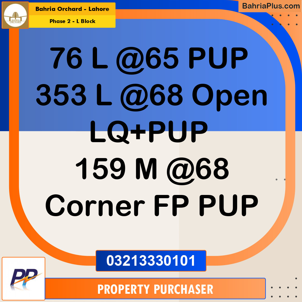 5 Marla Residential Plot for Sale in Phase 2 - L Block -  Bahria Orchard, Lahore - (BP-351149)