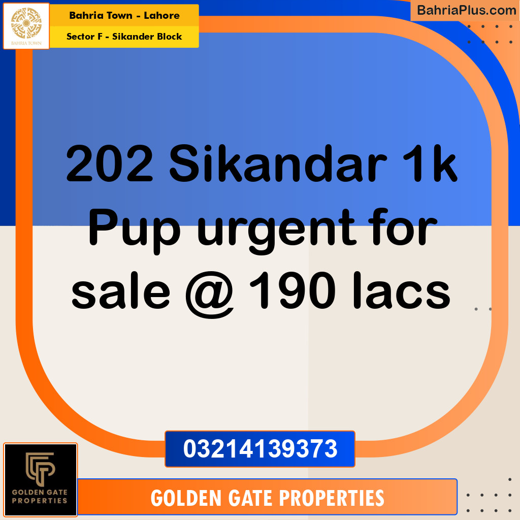 1 Kanal Residential Plot for Sale in Sector F - Sikander Block -  Bahria Town, Lahore - (BP-351150)