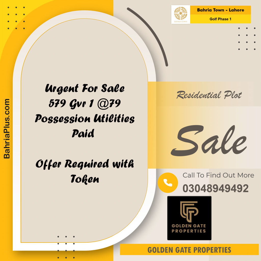 5 Marla Residential Plot for Sale in Golf Phase 1 -  Bahria Town, Lahore - (BP-351174)