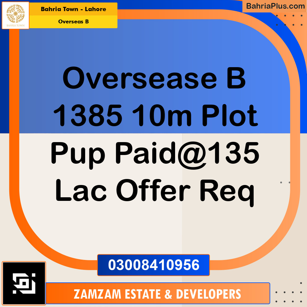10 Marla Residential Plot for Sale in Overseas B -  Bahria Town, Lahore - (BP-351189)