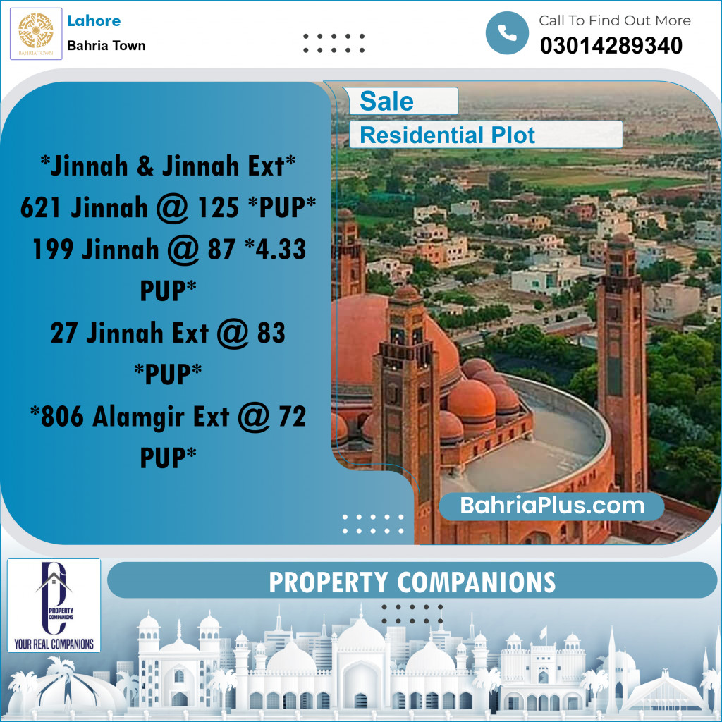 Residential Plot for Sale in Bahria Town, Lahore - (BP-351236)