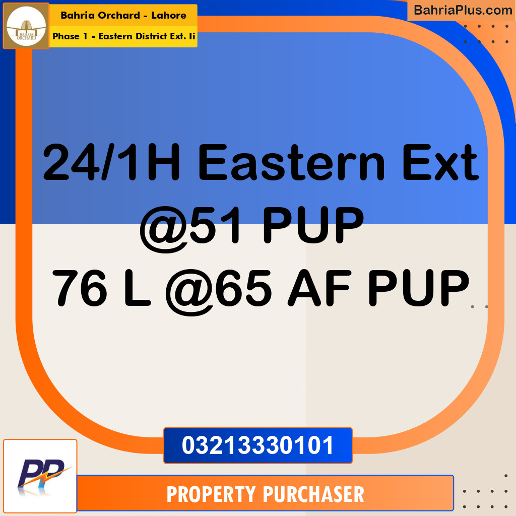 5 Marla Residential Plot for Sale in Phase 1 - Eastern District Ext. II -  Bahria Orchard, Lahore - (BP-351237)