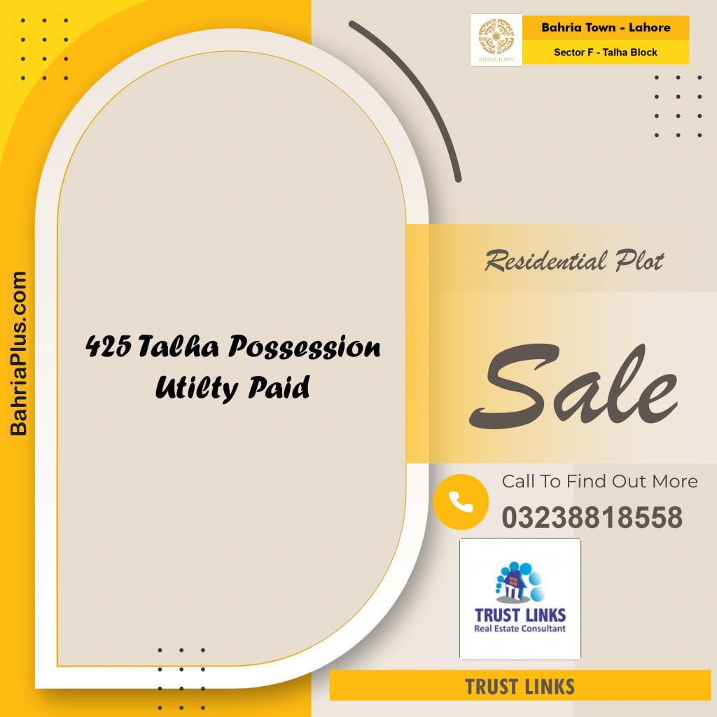 10 Marla Residential Plot for Sale in Sector F - Talha Block -  Bahria Town, Lahore - (BP-351281)