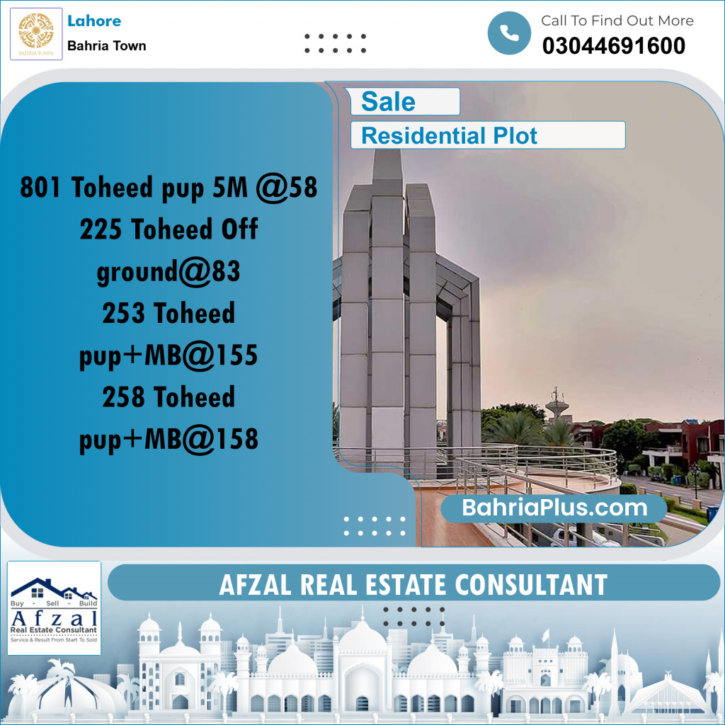 Residential Plot for Sale in Bahria Town, Lahore - (BP-351317)