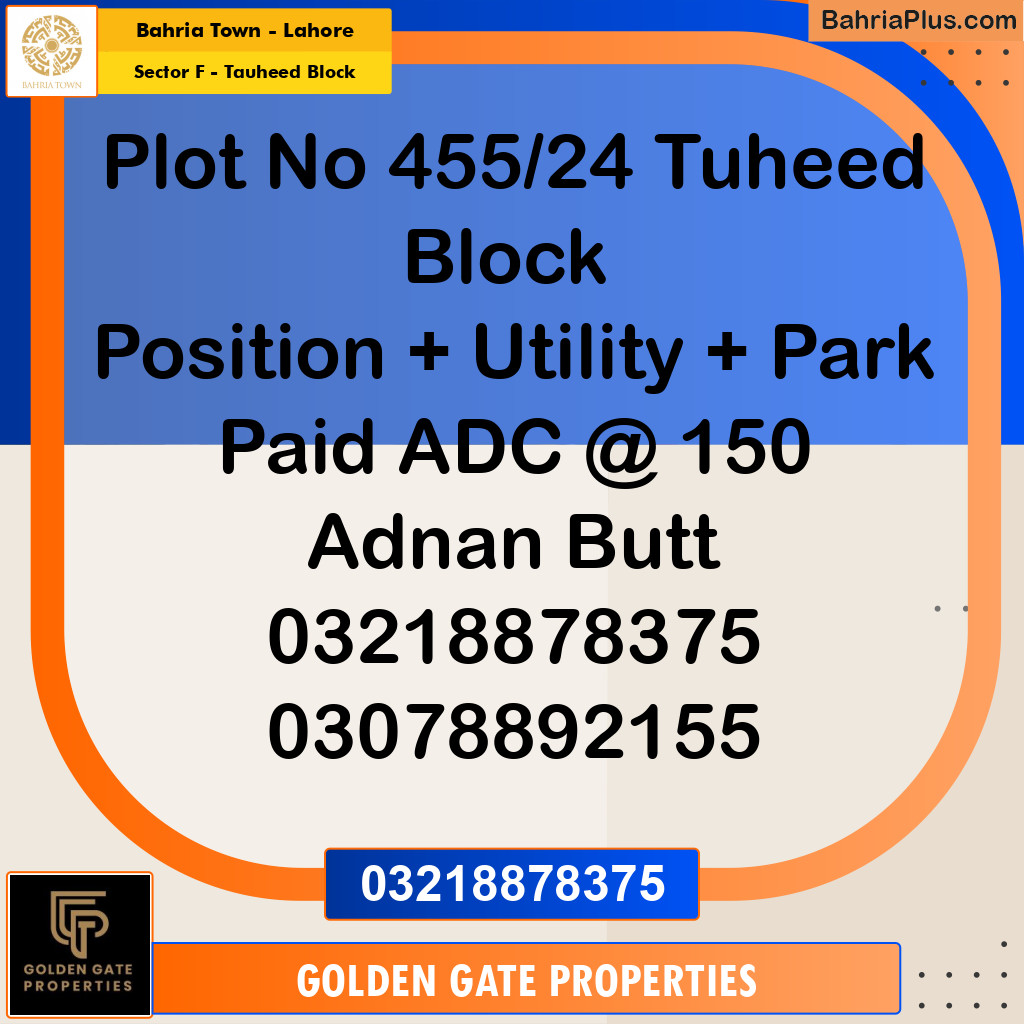 10 Marla Residential Plot for Sale in Sector F - Tauheed Block -  Bahria Town, Lahore - (BP-351336)