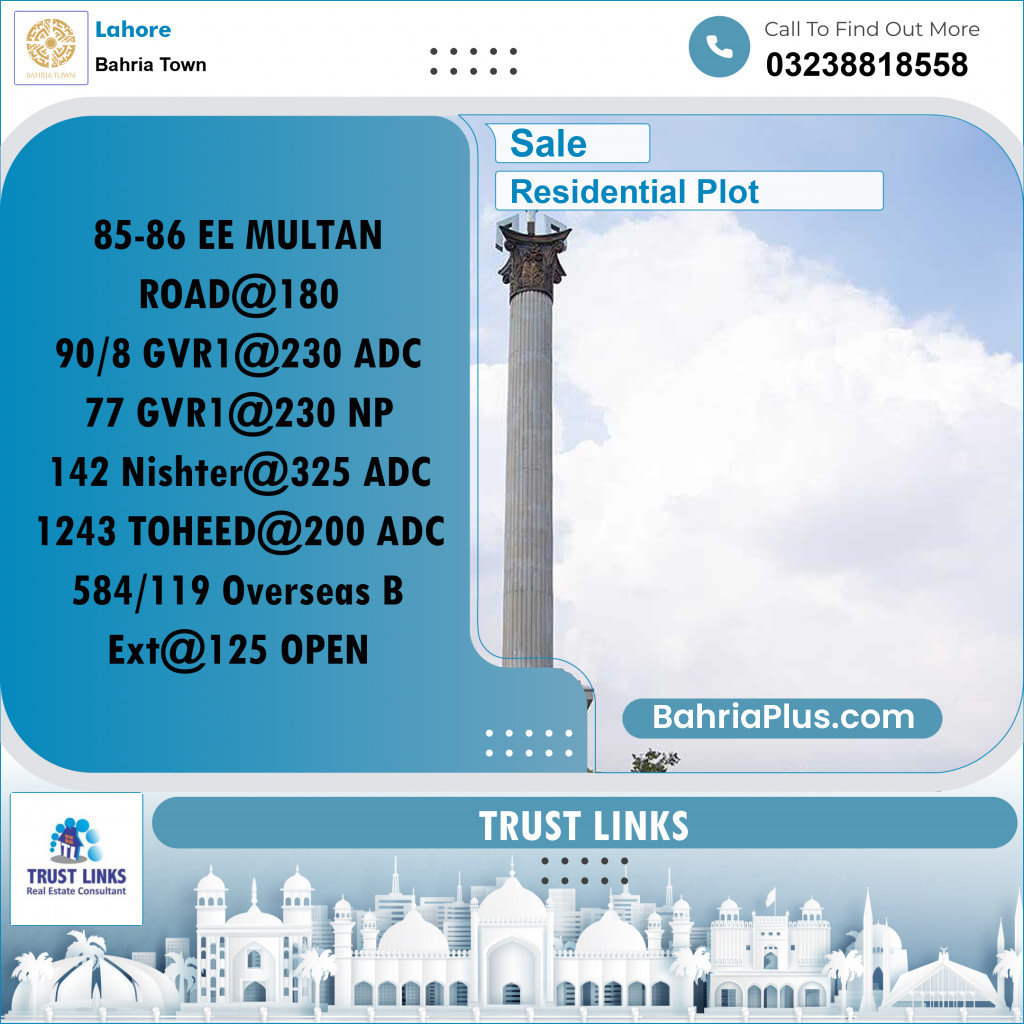 Residential Plot for Sale in Bahria Town, Lahore - (BP-351389)