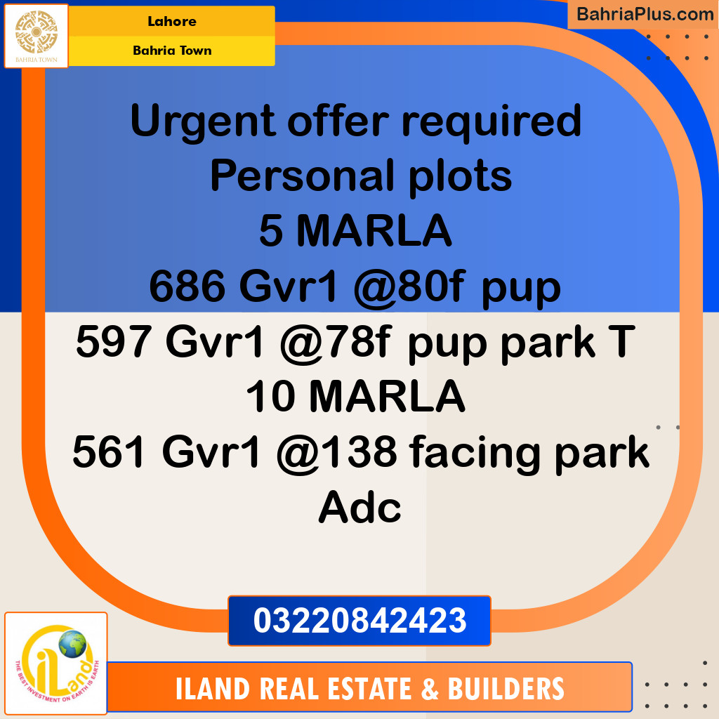 Residential Plot for Sale in Bahria Town, Lahore - (BP-351415)