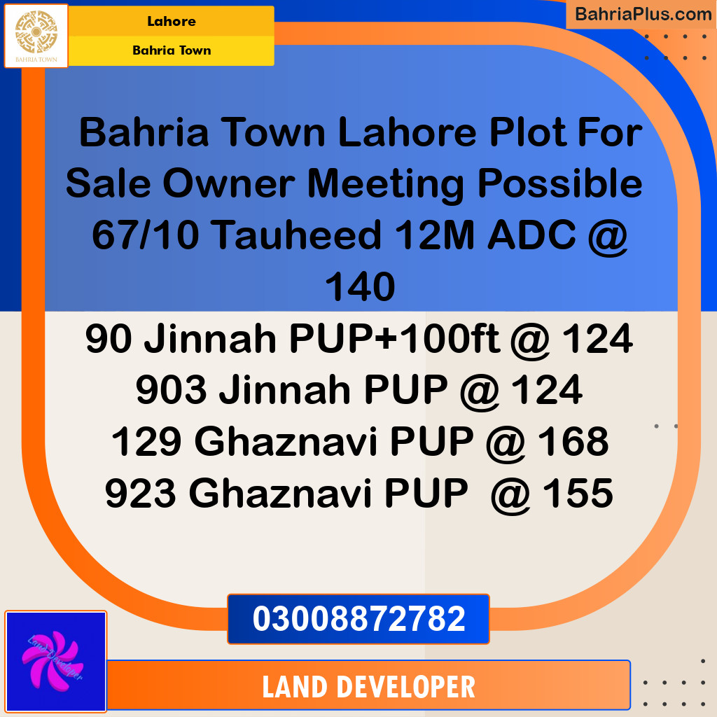 Residential Plot for Sale in Bahria Town, Lahore - (BP-351456)