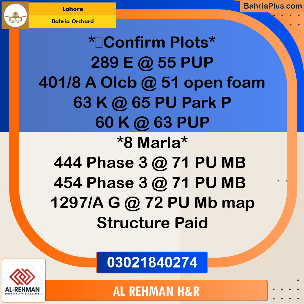 Residential Plot for Sale in Bahria Orchard, Lahore - (BP-351499)