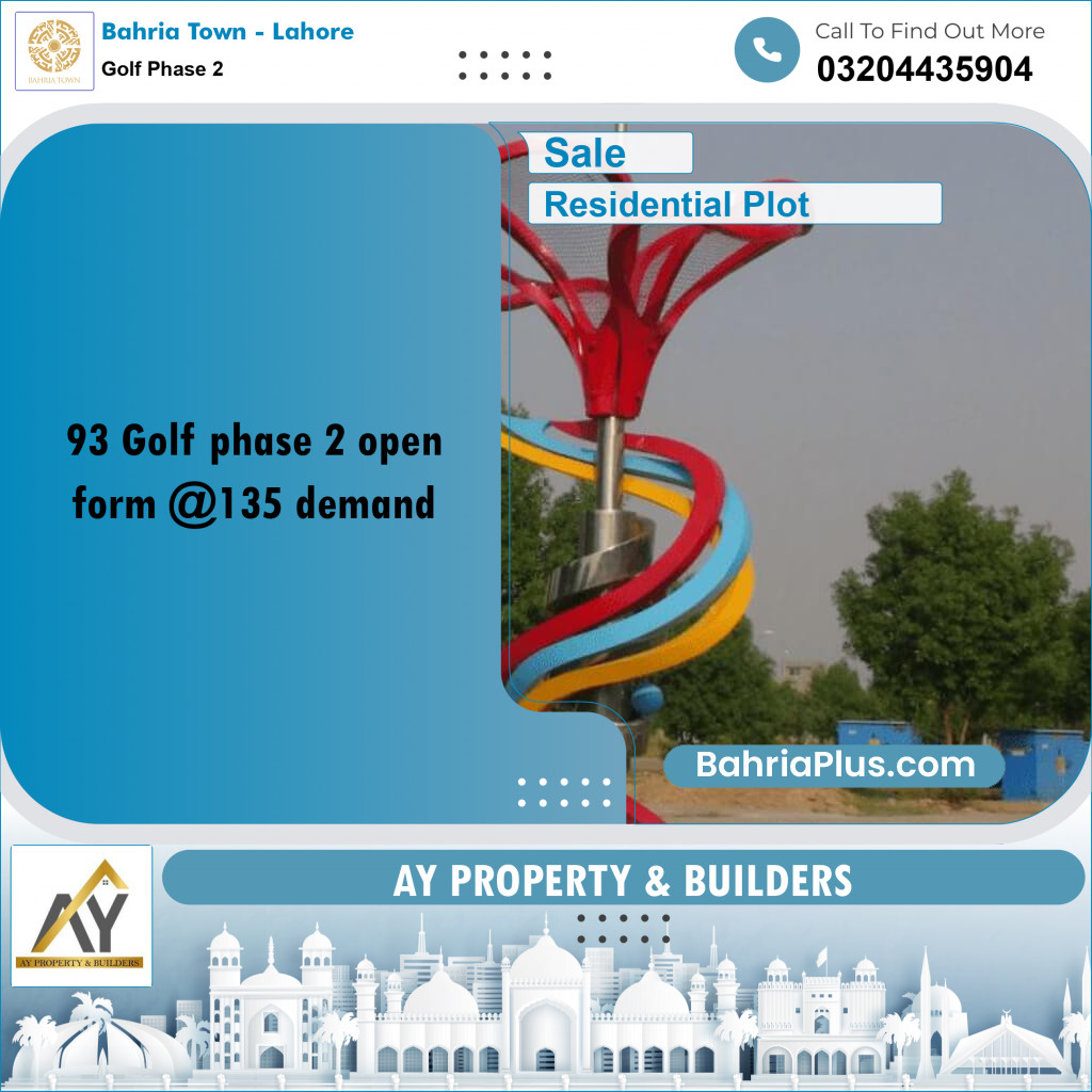 1 Kanal Residential Plot for Sale in Golf Phase 2 -  Bahria Town, Lahore - (BP-351522)
