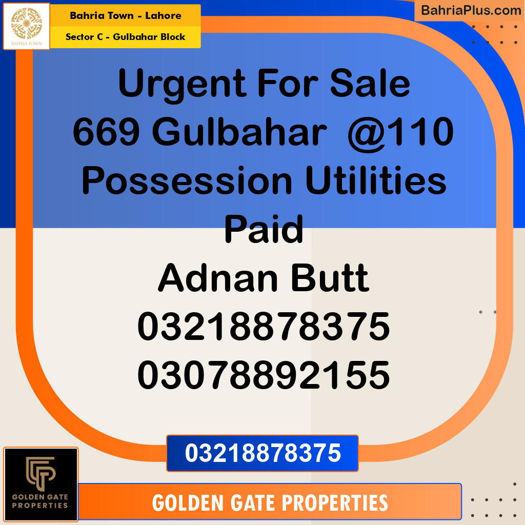 10 Marla Residential Plot for Sale in Sector C - Gulbahar Block -  Bahria Town, Lahore - (BP-351566)